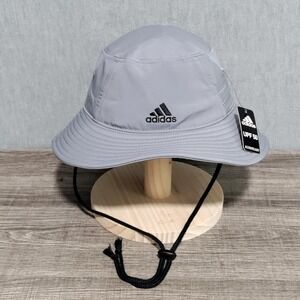 Adidas AEROREADY Wide Brim Bucket Hat Cap Gray Sun Fishing Hiking UPF 50 NEW